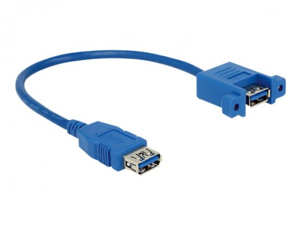 Delock 0.25m 2xUSB3.0-A - 0,25 m - USB A - USB A - USB 3.2 Gen 1 (3.1 Gen 1) - Femmina/Femmina - Blu