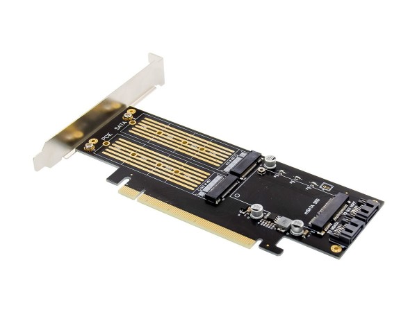 InLine Scheda PCI Express x16 a 2x M.2 - 1x mSATA
