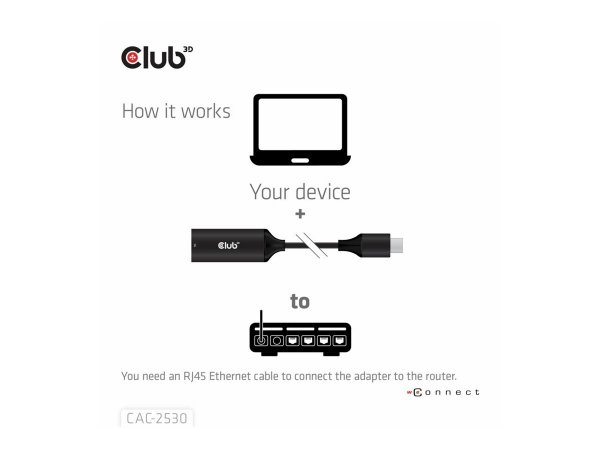Club 3D Adapter USB-C> RJ45 5Gbps St/Bu - Adattatore - Digitale/dati