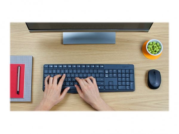 Logitech MK235 - Full-size (100%) - Wireless - RF Wireless - QWERTZ - Grigio - Mouse incluso