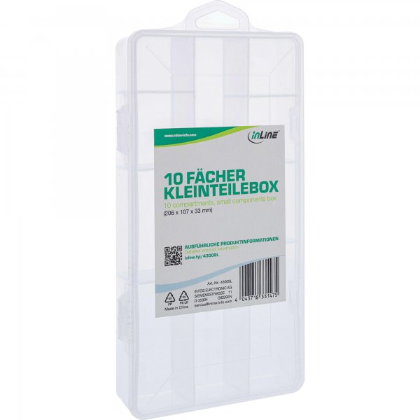 InLine Scatola per minuteria - 10 scomparti - dimensioni: 206x107x33 mm