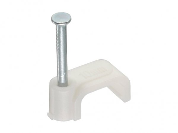 InLine Graffe fermacavo con chiodo per cavo piatto - 10mm - bianca - 100pz