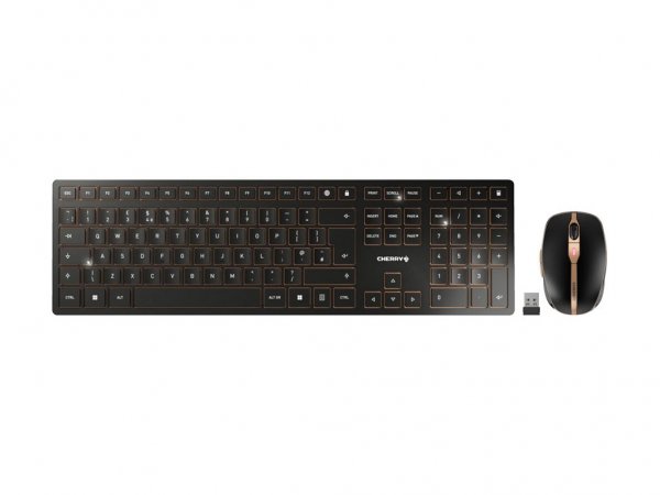 Cherry DW 9100 SLIM - Wireless - RF senza fili + Bluetooth - QWERTY - Nero - Mouse incluso