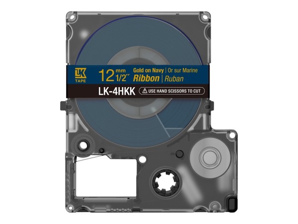 Epson Nastro satinato per etichettatrici LK-4HKK oro/blu 12 mm (5 m) - Oro su blu navy - Giappone -