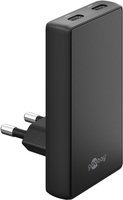 Goobay 65 W USB-C PD GaN Dual-Schnellladegerät 90° Flat schwarz - 2x -Anschlüsse