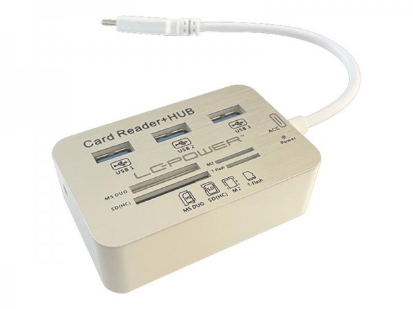 LC-Power LC-HUB-C-CR - USB 3.2 Gen 1 (3.1 Gen 1) Type-C - MS Duo - MS Micro (M2) - MicroSD (TransFla