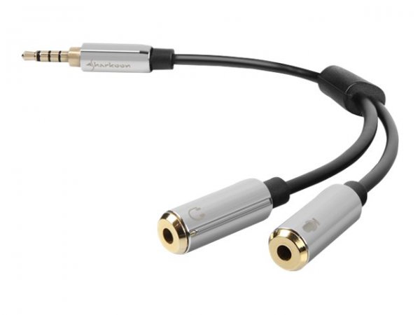 Sharkoon 0.12m - 3.5mm/2x3.5mm - 3.5mm - Maschio - 2 x 3.5mm - Femmina - 0,12 m - Nero - Argento