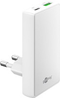 Goobay 65 W USB-C PD GaN Dual-Schnellladegerät 90° Flat weiß - 1x USB-C-Anschluss Power