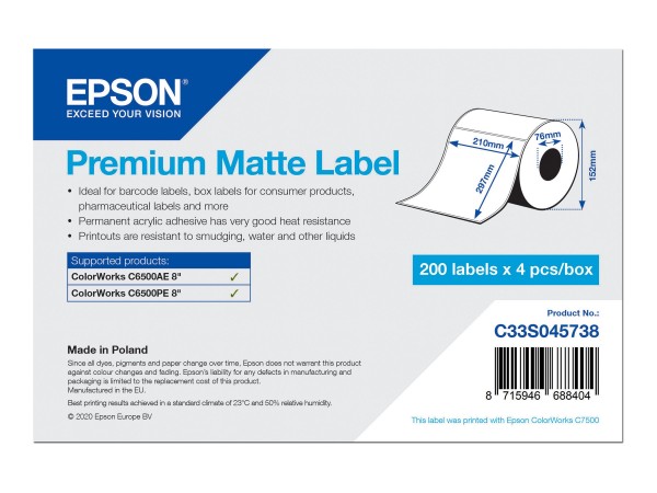 Epson Premium Matte Label Die CutRoll - Etichette/etichette