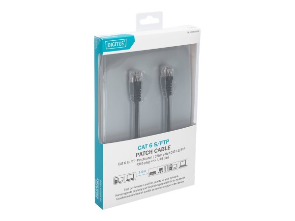 DIGITUS Cavo patch CAT 6 S-FTP - 1 m - Cat6 - S/FTP (S-STP) - RJ-45 - RJ-45 - Nero