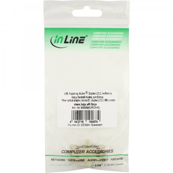 InLine Adattatore LWL FO - LC/LC duplex - multimodale - ceramica - da pannello