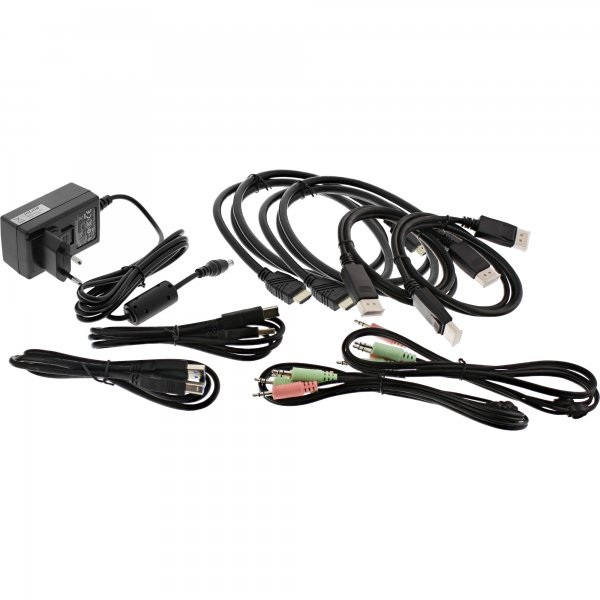 InLine Switch KVM Desktop - 2 porte - Dual Monitor - DP + HDMI - 4K - USB 3.0 - Audio