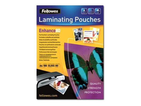 Fellowes Laminierfolie Enhance A4 gestanzt 80Mikron matt 100