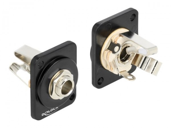 Delock Modulo di Tipo-D 6,35 mm 3 pin jack stereo femmina per saldare il connettore - 6.35mm - Nero