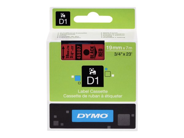 Dymo D1 etichette originali | 19 mm x 7 mm | stampa nera su rosso | etichette autoadesive per etiche