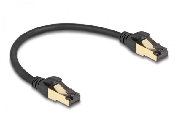 Delock Cavo di rete RJ45 Cat.6A maschio-maschio S/FTP nero da 30 cm con cavo grezzo Cat.7 adatto per
