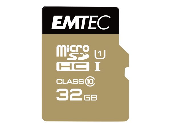 EMTEC microSD Class10 Gold+ 32GB - 32 GB - MicroSDHC - Classe 10 - 85 MB/s - 21 MB/s - Nero - Oro