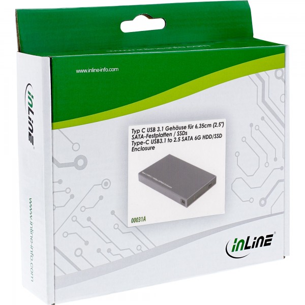 InLine HDD Box Esterno USB 3.1 per dischi SATA/SDD 6G (2,5") - porta USB-C