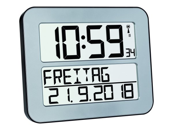 TFA 60.4512.54 - Sveglia digitale - Rettangolo - Argento - Plastica - Batteria - Stilo AA