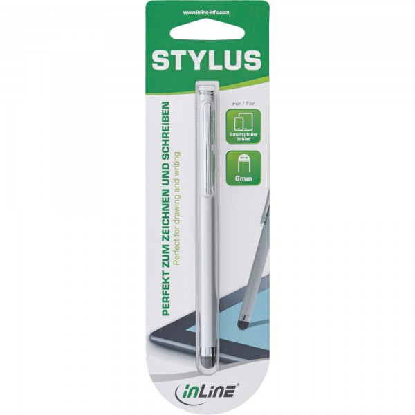 InLine Stylus - pennino touch capacitivo - punta gomma 6mm - alluminio - argento