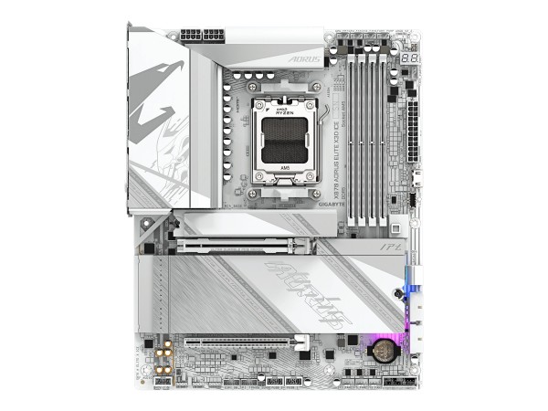 Gigabyte X870 AORUS ELITE X3D ICE Mainboard - Unterstützt AMD Ryzen 9000 Prozessoren, 16+2+2 Phasen