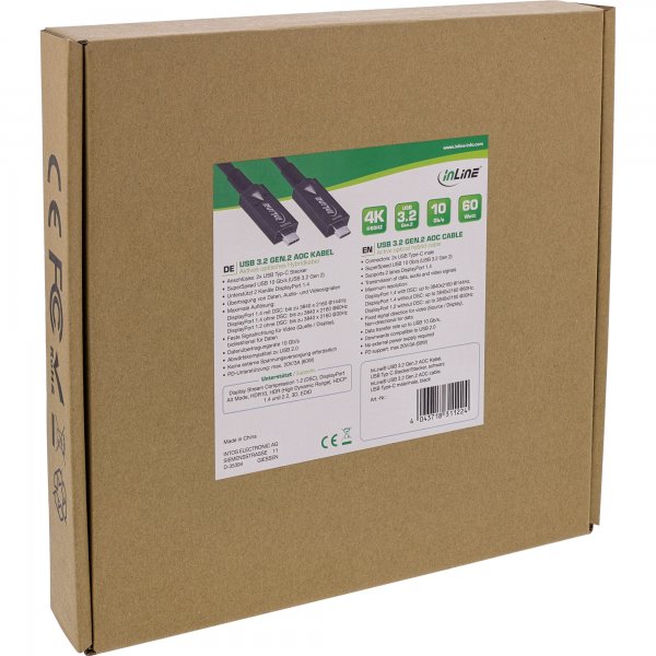 InLine Cavo USB 3.2 Gen.2 AOC - USB-C maschio/maschio - nero - 15 m