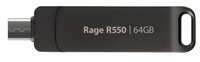 PATRIOT Flashdrive Rage R550/S USB A+C Drehbares Design PE64GR550DSAD - Flash-Speicher - unsortiert