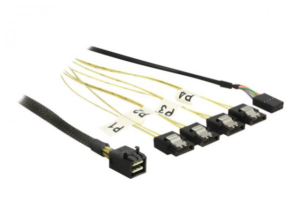 Delock 1m - Mini SAS HD SFF-8643/4xSATA 7p - 1 m - Mini SAS HD SFF-8643 - 4 x SATA 7p - Maschio/Femm