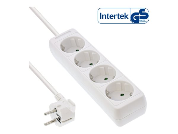 InLine Multipresa 4x Shucko - cavo 5m, - bianco