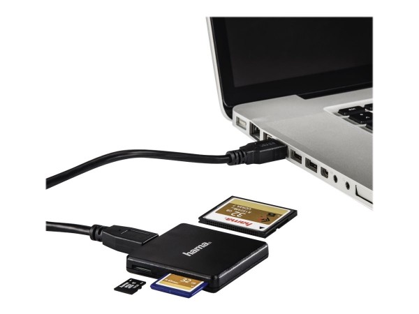Hama Usb 3.0 Multi Card SD MicroSD CF Black - Card-Reader - CompactFlash (CF Typ 1/CF+)