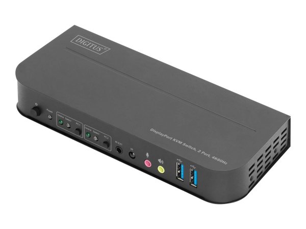 DIGITUS KVM-Switch, 2-Port, 4K60Hz, 2 x DP in, 1 x DP/HDMI out