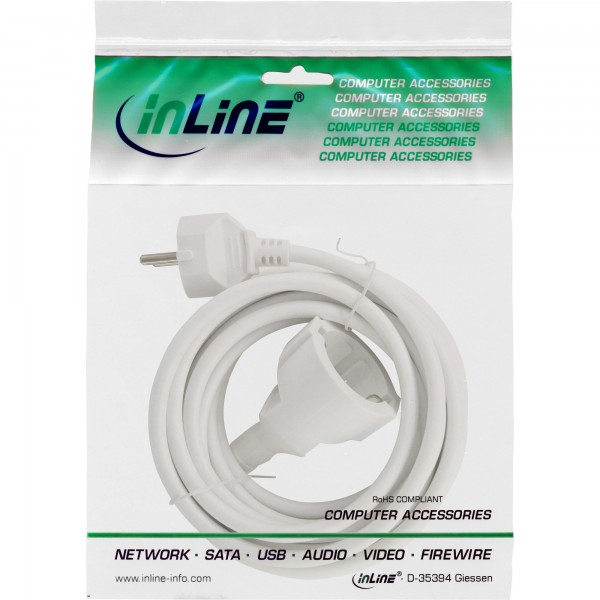 InLine Cavo prolunga con messa a terra H05VV-F3G1.5 - bianco - 1m