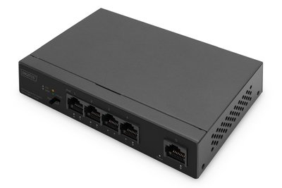 DIGITUS Switch Gigabit Ethernet PoE 4 porte PoE + 1 porta uplink - budget PoE 60W - Non gestito - Gi