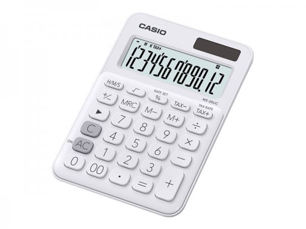 Casio MS-20UC-WE - Desktop - Calcolatrice di base - 12 cifre - 1 linee - Batteria/Solare - Bianco
