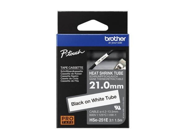Brother HSE-251E - Nero su bianco - Tubo termorestringente - Cina - 2,1 cm - 69 mm - 160 mm