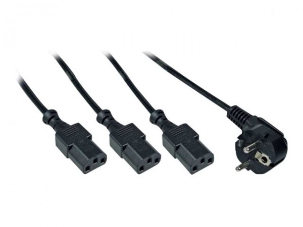 InLine Cavo alimentaz.Y Shu.cko 90° 3x presa C13 - nero - 5m