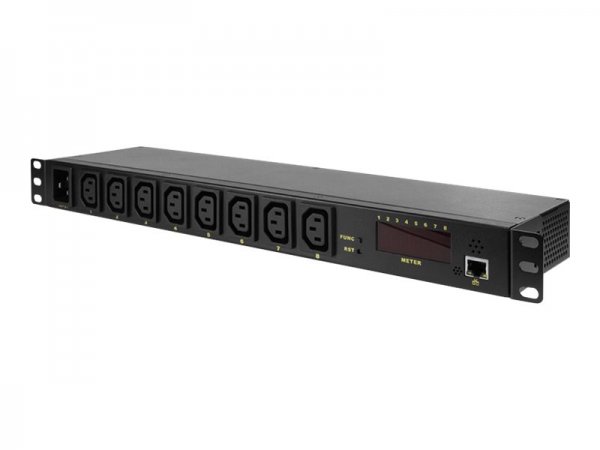 LogiLink PDU8P01 - Monitorato - 1U - Nero - 8 presa(e) AC - Accoppiatore C13 - Accoppiatore C20