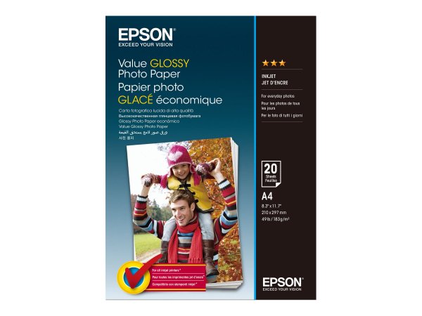 Epson Value Glossy Photo Paper - A4 - 20 Fogli - Lucida - 183 g/m² - A4 - 20 fogli - - Expression Pr