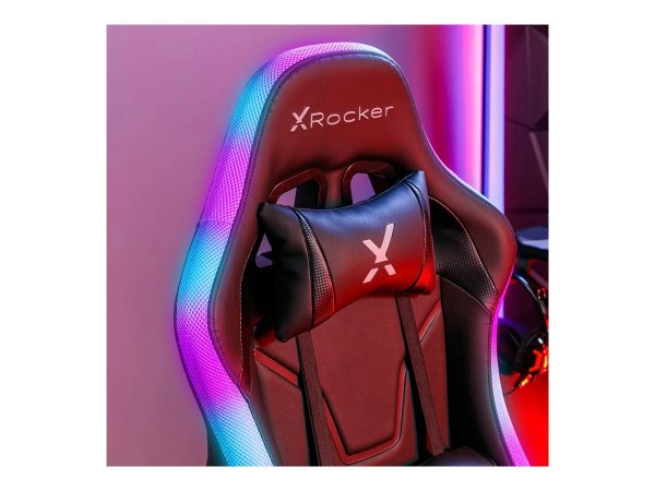 XRocker Gaming Bürostuhl schwarz LED-Beleuchtung/Komfortkissen