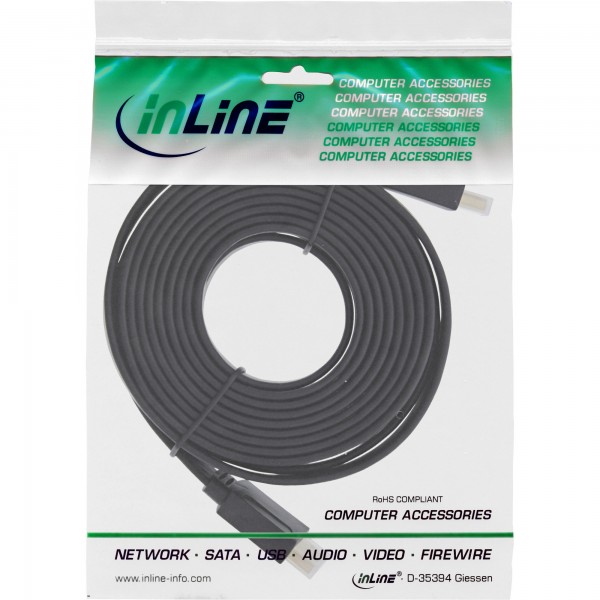 InLine Cavo HDMI High Speed con Ethernet - piatto - nero - 5m