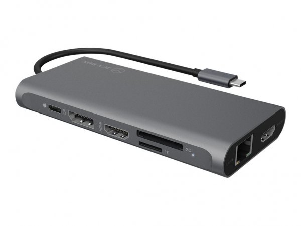 ICY BOX IB-DK4050-CPD - Cablato - USB 3.2 Gen 1 (3.1 Gen 1) Type-C - 100 W - 10,100,1000 Mbit/s - An