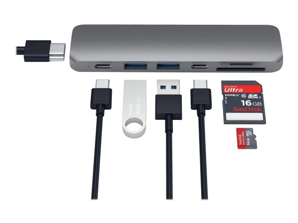 Satechi ST-CMBPM - USB 3.2 Gen 1 (3.1 Gen 1) Type-C - Grigio - MicroSD (TransFlash) - SD - HDMI - US