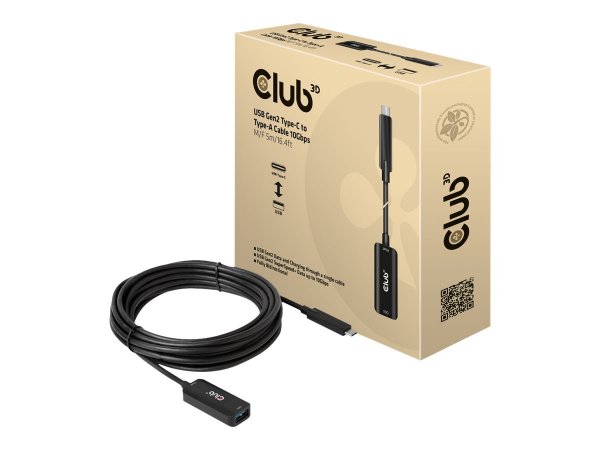 Club 3D CAC-1536 - 5 m - USB C - USB A - USB 3.2 Gen 2 (3.1 Gen 2) - 10 Gbit/s - Nero