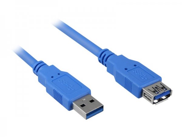 Sharkoon 3m - 2xUSB3.0-A - 3 m - USB A - USB A - USB 3.2 Gen 1 (3.1 Gen 1) - Maschio/Femmina - Nero