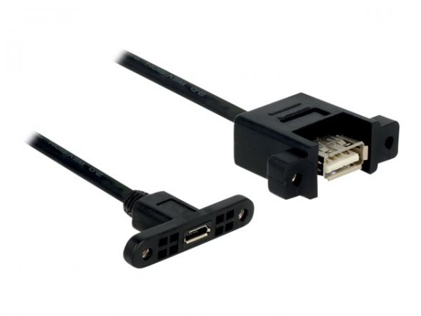 Delock USB 2.0 Micro-B/A - 0.25m - 0,25 m - Micro-USB B - USB A - USB 2.0 - Femmina/Femmina - Nero