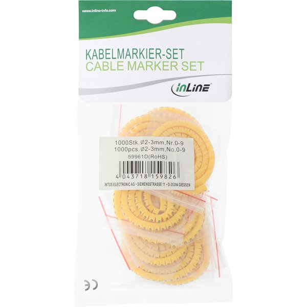 InLine Anelli marcafili gialli - diametro 3,0-5,2mm - da 0 a 9 - 1000pz .