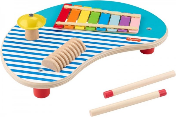Mattel Holz-Musiktisch mit 3 Percussion-Instrumenten