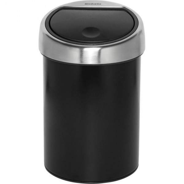 Brabantia Touch Bin - 3 L - Rotondo - Nero - Argento - Plastica - Manuale - 18,1 cm