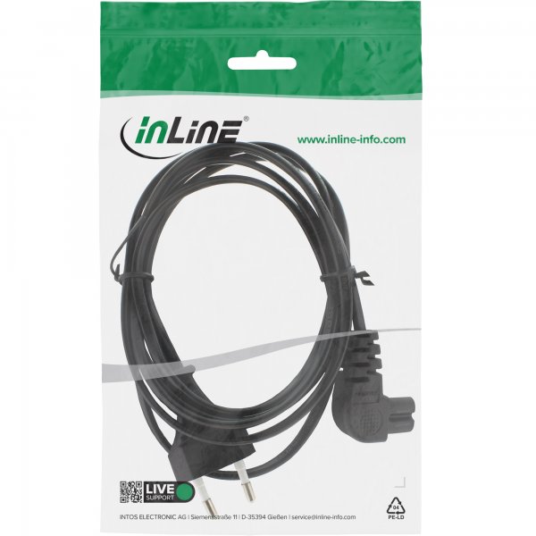 InLine Cavo alimentaz. spina Italiana presa Euro 8 C7 - 90° D - nero - 0,3 m