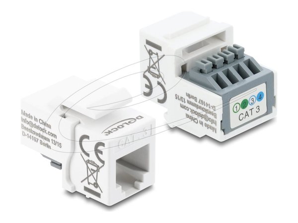 Delock Keystone Modul RJ11 Buchse zu Terminalblock 4 Pin weiß